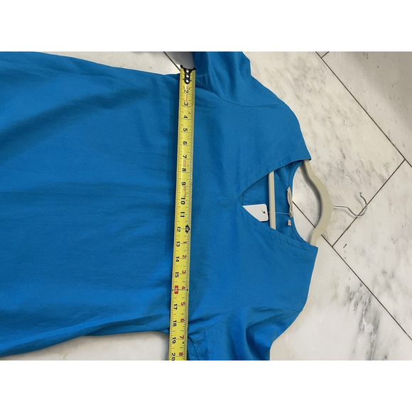 NWT Soft Surroundings Petite Medium Bright Blue Linen Blend Tunic Or Coverup - Picture 6 of 7